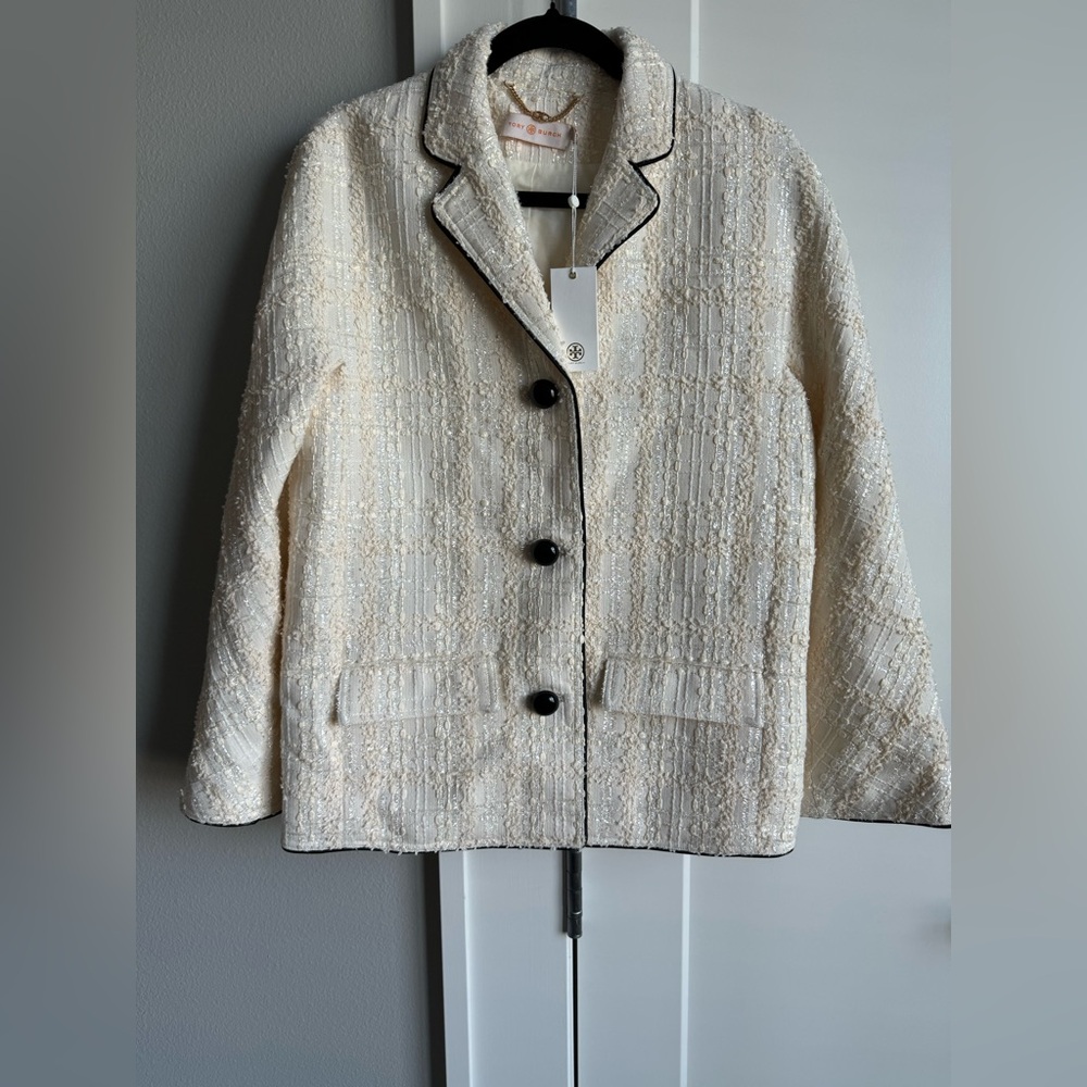 NWT Tory Burch Plaid Tweed Jacket Size 4